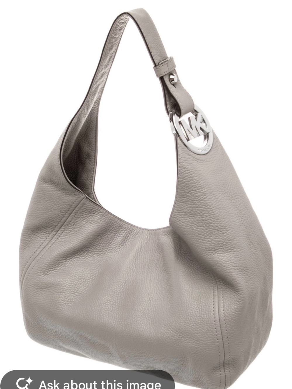 Michael Kohls Leather Hobo Shoulder Bag in Light Gray
